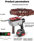 Cordless Electric Wall Wiring Machine With Dual 25000mAh Batteries And Up To 30M Lead Wire For No Sweat Cable Thread, showing handle and controls.