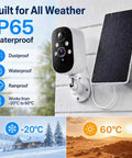 Two Pack 2K Wireless Solar Security Cameras With Straight Up Reliable Motion Tracking Day And Night Vision Plus A Durable Outer Shell Designed For Driveway Yard Boundaries And Property Monitoring Without Messing With Existing Wires, IP65 weatherproof camera with solar panel.