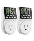 Two Pack Indoor Digital Outlet Timer Plug With 24 Hour Programmable Timers Countdown Delay On Off Repeat Cycle Scheduling