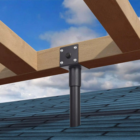 Rock Solid Heavy Duty Pergola Brackets Kick Up Your Backyard Vibes With These Three Point Six Inch Saddle Roof Risers, black steel brace.
