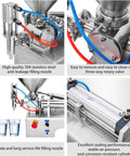 Heavy Duty Liquid And Paste Filling Machine Double Nozzle Pneumatic Piston Dispenser 1000 To 5000 Ml with stainless steel filling nozzle