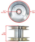 Top-Tier Universal Deck Drive Pulley Fits 42 Inch To 60 Inch Lawn Tractor Mowers As Direct Replacement For Am143388 Aftermarket Part, 132mm OD, 89mm thickness.