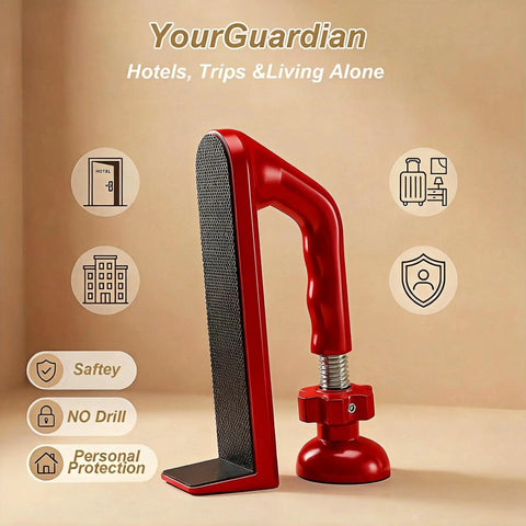 Portable Door Stopper For Inward Swinging Doors No Drill Installation Grab And Go Travel Security Brace For Hotels And Apartments Red Self Defense Personal Protection Gear Lightweight 202g 1 Pack