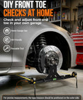 Wheel Toe Alignment Tool Kit For The Backyard Gearhead Featuring Heavy Duty Stainless Steel Toe Plates and Dual Tape Measures For Instant Front End Checks On Cars Trucks SUVs To Keep Your Chassis Dead Nuts Aligned And Tracking Perfect in garage setup.
