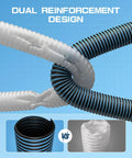 Pro Grade Heavy Duty Pool Vacuum Head And Hose Set With 360 Degree Swivel Cuff 1.5 Inch By 30 Foot Flexible Vacuum Hoses dual design