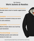 Heavyweight Zip Hoodie With Thermal Lining For Men And Women, Unisex Full Zip Hooded Sweatshirt, Built To Handle The Chill, Rugged Warmth