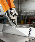 3 Inch Sheet Metal Hand Seamer Pro Grade Bending Tool with High Hardness CRV Steel Straight Jaw and Ergonomic TPR Handle in use
