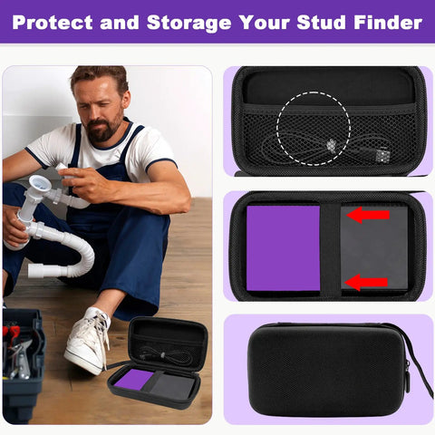 Kickass Hard Shell Case For Wall Scanner And Stud Finder With Shock Resistant Eva Armor Hella Secure Lock Heavy Duty Handle Strap Plus Handy Mesh Pocket Sweet Protective Cover Only, open with mesh pocket and tools.