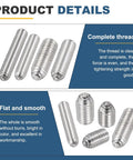 Knockout Grip Industrial Grade Ball Point Grub Screws M12x30mm 304 Stainless Steel Hex Socket shown in a product details image.