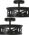 Industrial Dope Semi Flush Ceiling Light Fixture 2 Pack Matte Black Dual E26 Sockets Dimmable A19 Edison LED Bulbs Included