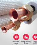 Close-up of Insulated Copper Twin Line Set For Ductless Mini Split Systems 25 Feet With One Quarter By Three Eighths Inch Copper Tubing