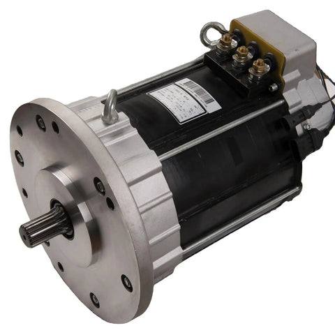 Smooth Rolling AC Traction Motor For Electric Vehicle Conversion Kits 72V 10kW with metallic casing and connector terminals.