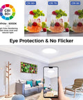 Flush Mount Ceiling Light Fixtures 24W Flat LED Ceiling Light 6000K 2200LM Ultra Thin Round White Lamp in a modern living room