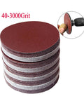 25 Pcs Premium Hook Loop Sanding Discs With Assorted Grit Sizes From 40 To 3000 showing multiple round discs for polishing tasks.