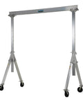 Rock Solid Aluminum Adjustable Height Gantry Crane 2000 Lb Capacity 12 Foot Wide Frame Smooth Gliding Glass Filled Nylon Casters
