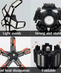 Five Leaf LED Garage Ceiling Lights Pack Of 2, 18000 Lumens, 180W, 6500K Daylight, foldable panels, heat and corrosion resistance