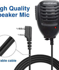 Two Way Radio Speaker Microphone With Rotatable Clip, 3ft Cable, Dual 3.5mm Earphone Jack And 2.5mm Mic Jack image.