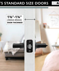 Privacy Door Lever Set for Bedroom and Bathroom, Matte Black Wave Style on standard size door, side view, reversible lever.