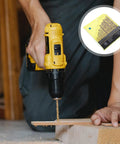 Check Out This Killer 19pc Cobalt Steel Drill Bit Set Perfect For Tough Metal Drilling Jobs With Insane Impact Resistance And Razor Sharp Twisted Bits That Make Short Work Of Stainless Steel While Staying Compact In Your Tool Bag., yellow drill with 19pc cobalt steel bit set drilling wood