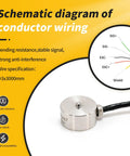 Compact Flush Diaphragm Button Load Cell Stainless Steel IP66 Compression Sensor For OEM Space Constrained Setups 10 To 500 Kg Range 0.5 Percent FS Ideal For Collaborative Robots End Of Arm Tooling And Servo Press Monitoring, 6-wire cable diagram