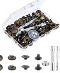 24 Sets Leather Snaps And Fasteners Kit 15mm Metal Snap Button Kit With 4 Installation Tools Heavy Duty Replacement Snaps For Leather Jackets Jeans