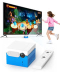 Active Motion Console With 41 Motion Games For Kids And Family, No Subscriptions, Continuous Updates, Plug And Play For Party Nights And Playdates, Dance, Sports, Puzzles, And Music Challenges blue console with TV motion game