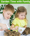 Children watering plants with Breathable Paper Pulp Nursery Pots For Seedlings And Direct Planting on table in garden