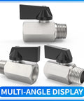 Chrome Plated Brass Mini Ball Valve 3/8 NPT Male To 3/8 NPT Female Pipe Fitting Shut Off Inline Valve 4 Pack multi-angle view