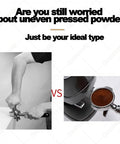 Comparison image showing manual tamping versus using a Slap That Coffee Tight With This Fully Automatic Espresso Tamper Machine.