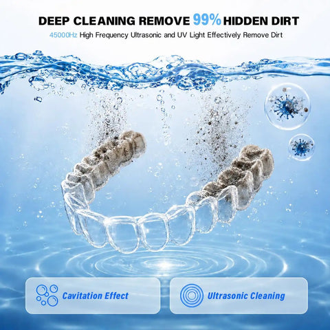 Dope 200ml Sonic Cleaning Pod With 4 Modes And UV Lights 45-52kHz Deep Clean For Retainers Dentures Mouth Guards Aligners Braces Dental Accessories And Jewelry, ultrasonic cleaning of aligners