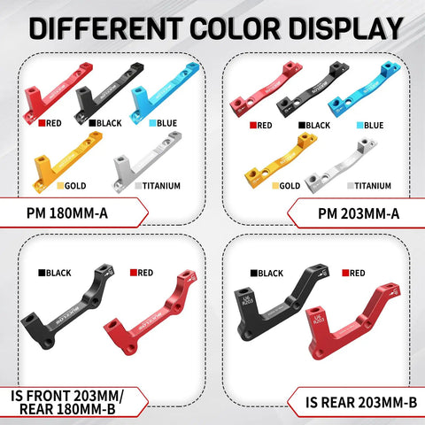 Different color display of Disc Brake Caliper Mount Adapter IS To PM Front 160 To 203mm and Rear 160 To 180mm CNC Aluminum