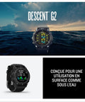 Descent G2 Watch Style Dive Computer with Bright AMOLED Display, Sapphire Lens, 10 ATM Rating, Black Band, Ocean Background