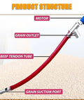 Powerful 2000W Industrial Screw Conveyor With 1.5m Hose Electric Auger showing motor, grain outlet, and suction port