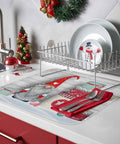 Cozy Holiday Dish Drying Mat With Gnome Design 18 By 24 Inches Absorbent Microfiber Surface And Cushioned Sponge under dish rack