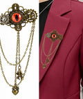 Get That Giddy Up With This Antique Gold Convertible Mechanical Gear Hair Jewelry Pin, brooch with chains and eye detail.