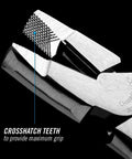 Close-up of High Leverage Linesman Pliers 9 1/2 Inch with round nose, crosshatch teeth for grip, ideal for precise bends and wire cutting.