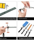 Instructions for using Professional Fixed Angle Aluminum Knife Sharpener Featuring Nine High Quality Ceramic Stones And Rock Solid G Clamp Base For Heavy Duty Kitchen Prep Plus Darn Smooth Edge Refinement Every Single Time.