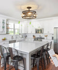 Industrial Crystal Ceiling Fan With Lights, Flush Mount Low Profile Ceiling Fan For Bedroom Kitchen Dining visible in modern kitchen