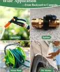 Heavy Duty Brass Garden Hose Swivel Adapter Three Quarter Inch GHT Male To Female Connector With Leak Proof Seal For RVs Garden Car Wash And More Universal Fit For Any Hose System And Quick Connection, brass hose adapter