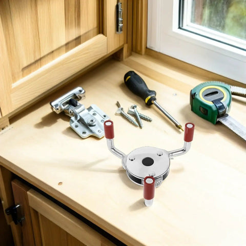 Professional Grade Rock Solid Stainless Steel Smoke Transducer Remover Gripper on a workbench with tools and screws.