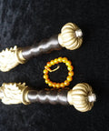 Close-up of Handmade Chinese Kung Fu Sword Pair With Stainless Steel Blade And Brass Fittings 33 Inch Overall 25 Inch Blade