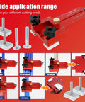 Rock Solid Aluminum Thin Rip Table Saw Jig Guide With Ridiculously Stable Clamping System For Exact Strip Cutting Heavy Duty Woodworking Tool components and adjustable features.