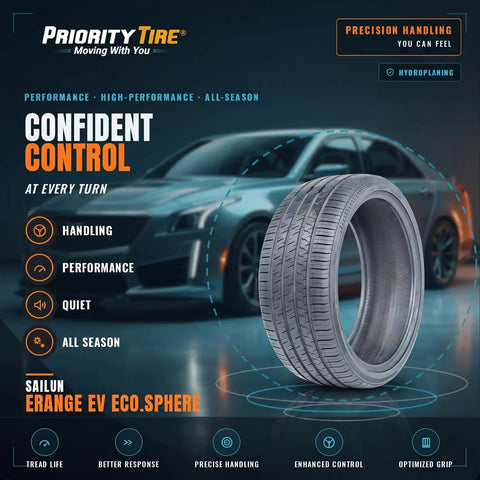All Season Performance Tire 255/45R20 105Y XL showcasing tread pattern and design for electric rides in wet conditions.