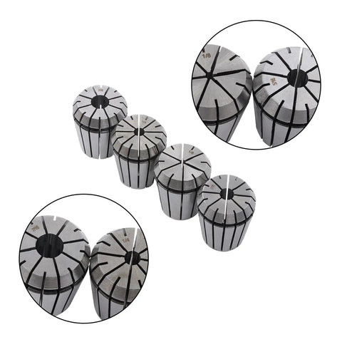 Precision BT40 ER32 Collet Chuck Holder With Five Heavy Duty Sleeves And Twelve Spring Loaded Collets, showing steel collets for various sizes.