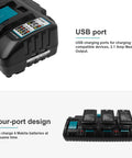 Four Port 18V Fast Charger For Makita Lithium Ion Batteries With Dual USB, charging four battery packs at once