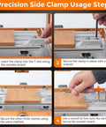 Step-by-step guide on using Ultra Compact Side Clamp Vise Set With 4 Pieces for secure clamping on wood.