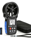 Digital Handheld Wind Speed Meter With Temperature And Wind Chill Readouts, High Precision Anemometer For HVAC, Camping And DIY Projects, Measures 0.67 To 67.1 Mph With About 2 Percent Accuracy., black handheld anemometer with case and batteries