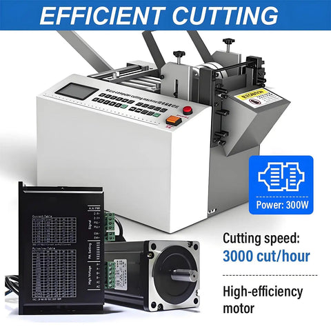 Heavy Duty Automatic Heat Shrink Tube Cutter With Micro Computer Control, 300W power, features precision cutting tools and motor.