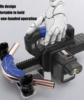 Heavy Duty Cordless Pipe Bending Machine With Quick No Sweat Bends For AC And RV Copper Lines Featuring Seven Snappy Interchangeable Molds, showcasing ergonomic handle for one-handed operation.