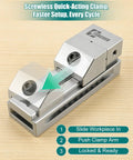 Precision Screwless Mini Grinding Vise With Alloy Steel Insert Pro Grade Machined Vise Built For Tight Squareness Rugged Wear Resistance And Quick Clamp For Small Parts And Detailed Shop Work, screwless quick-acting clamp
